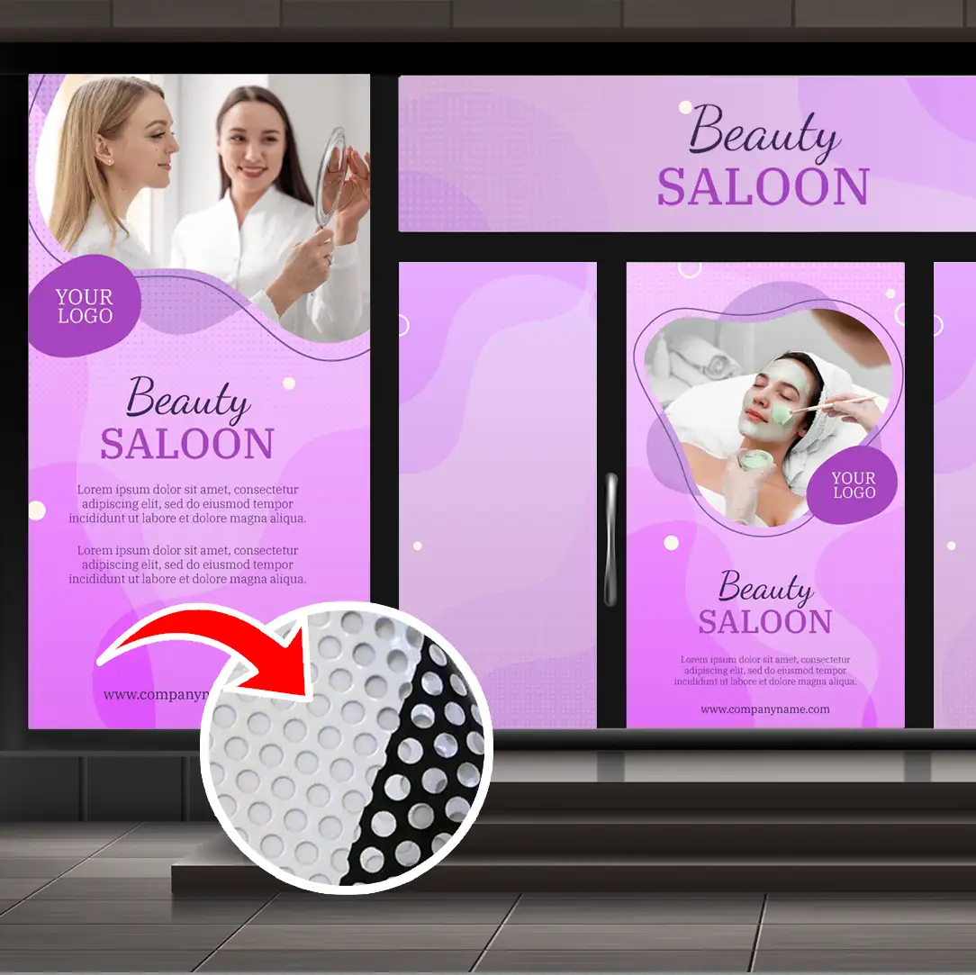 Adesivo microperfurado para fachadas de vidro